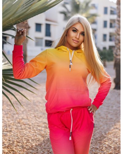 Hoodie with the hood Ombre Yellow Pink