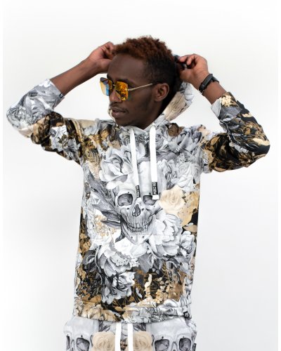 Hoodie with the hood Skull in Flower