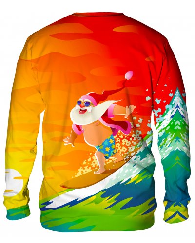 Hoodie without the hood Santa Claus Surfing