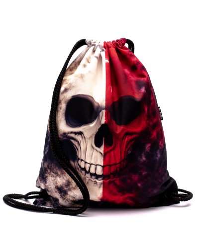 Backpack  White Red Skull