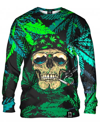 Hoodie without the hood Rasta Skull Green