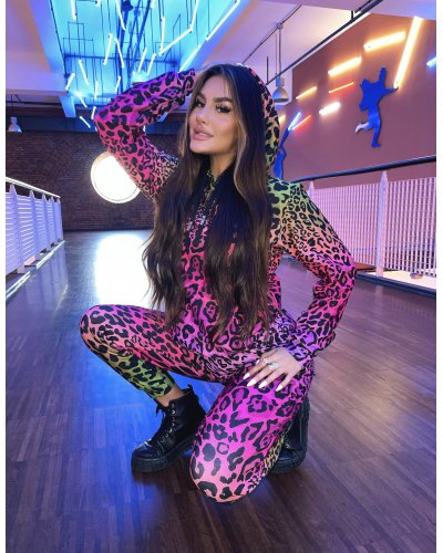 Hoodie zip Multicolor Leopard