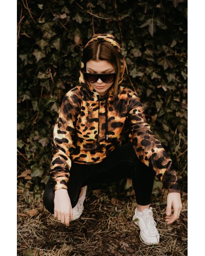 Hoodie zip Gold Leopard