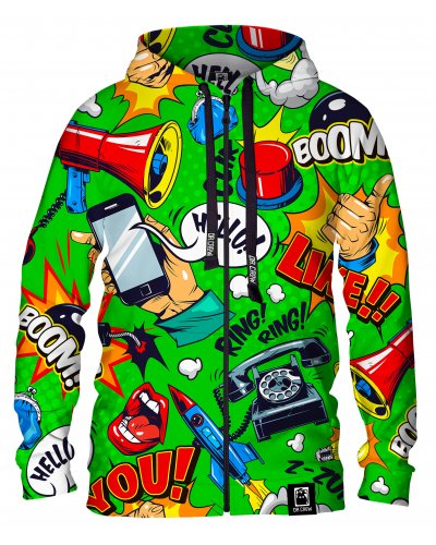 Hoodie zip Comic Green