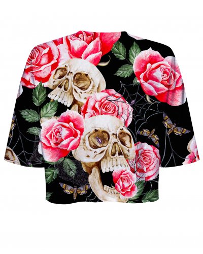 T-shirt Crop Skull in Roses