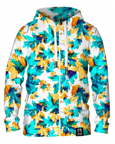 Hoodie zip Cyan Leaves