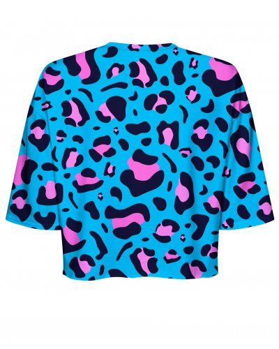 T-shirt Crop Leopard Blue