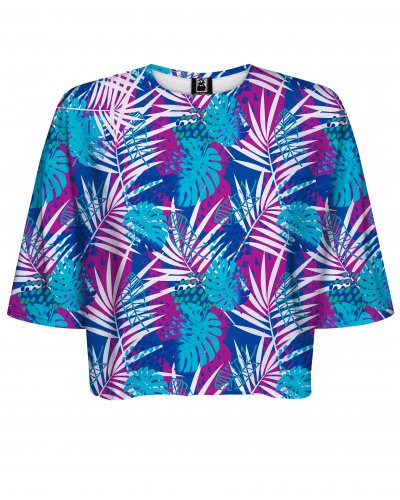 T-shirt Crop Blue Palms