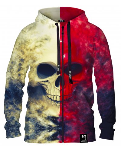 Hoodie zip White Red Skull