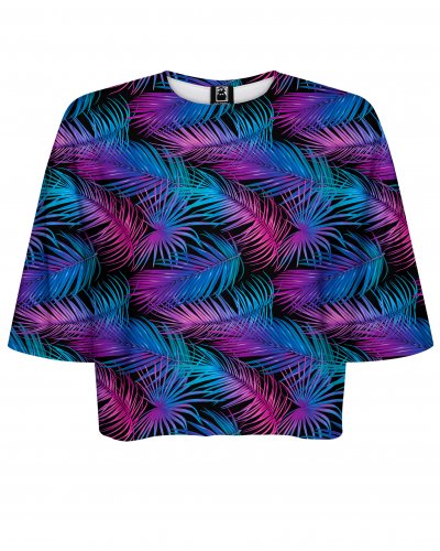 T-shirt Crop Purple Palms