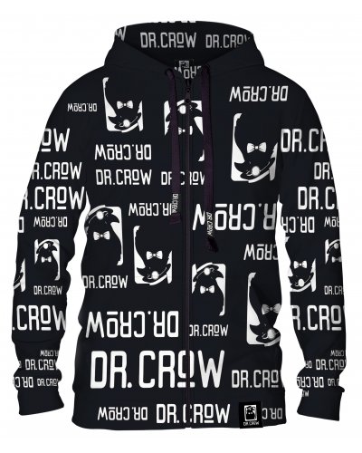 Hoodie zip Dr.Crow Logo Black