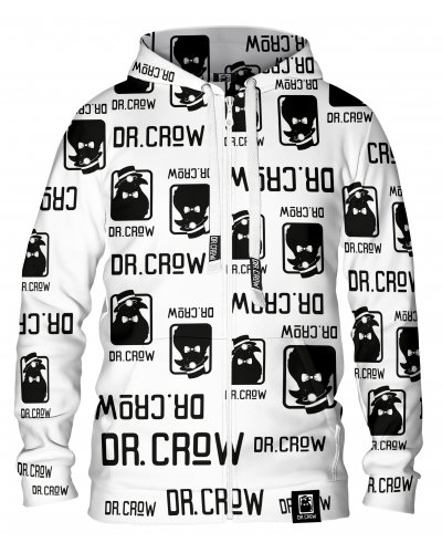 Hoodie zip Dr.Crow Logo White