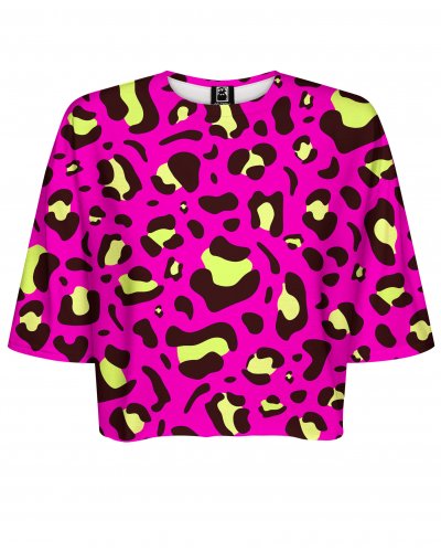 T-shirt Crop Leopard Pink