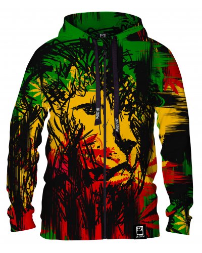 Hoodie zip Rasta Lion