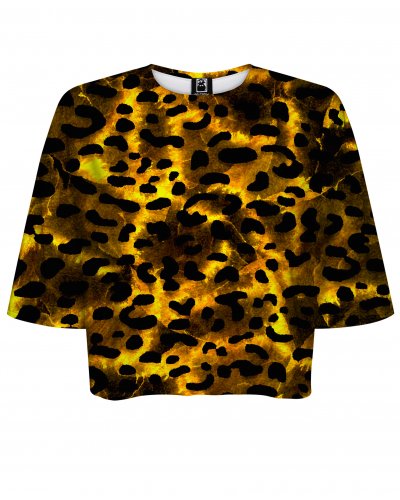 T-shirt Crop Gold Leopard