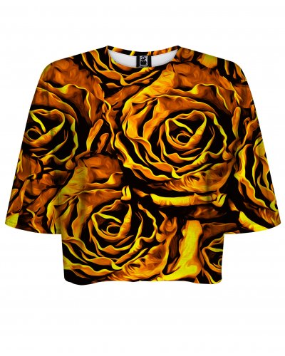 T-shirt Crop Gold Roses