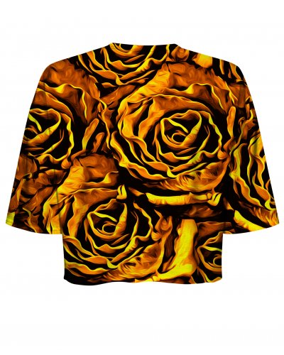 T-shirt Crop Gold Roses