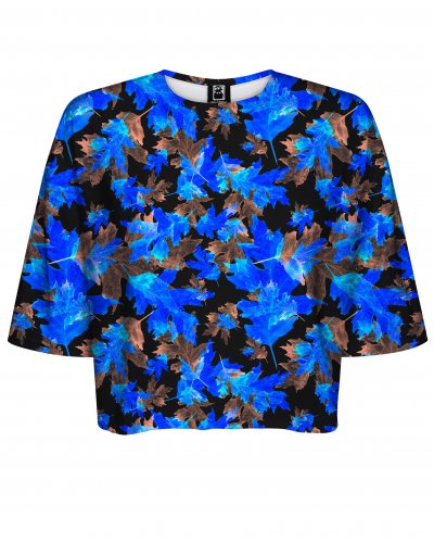 T-shirt Crop Blue Leaves