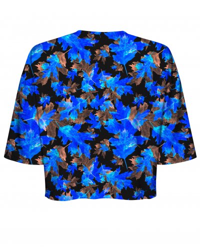 T-shirt Crop Blue Leaves