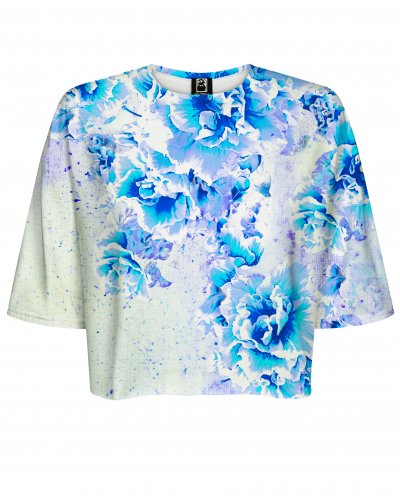 T-shirt Crop Beautifull Flowers Blue