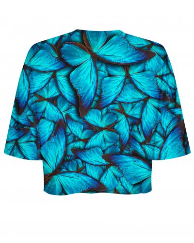 T-shirt Crop Butterfly Blue