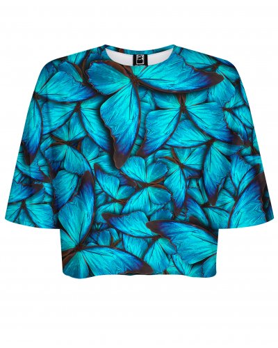 T-shirt Crop Butterfly Blue