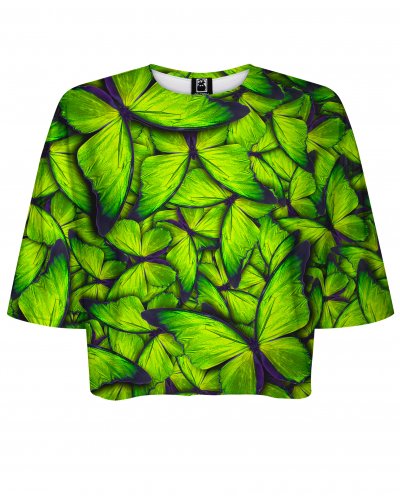 T-shirt Crop Butterfly Green