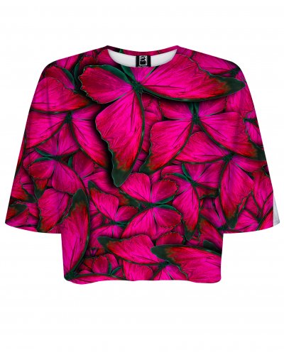 T-shirt Crop Butterfly Pink