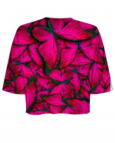 T-shirt Crop Butterfly Pink