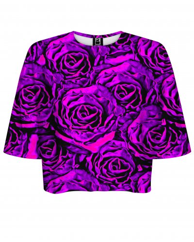 T-shirt Crop Purple Roses
